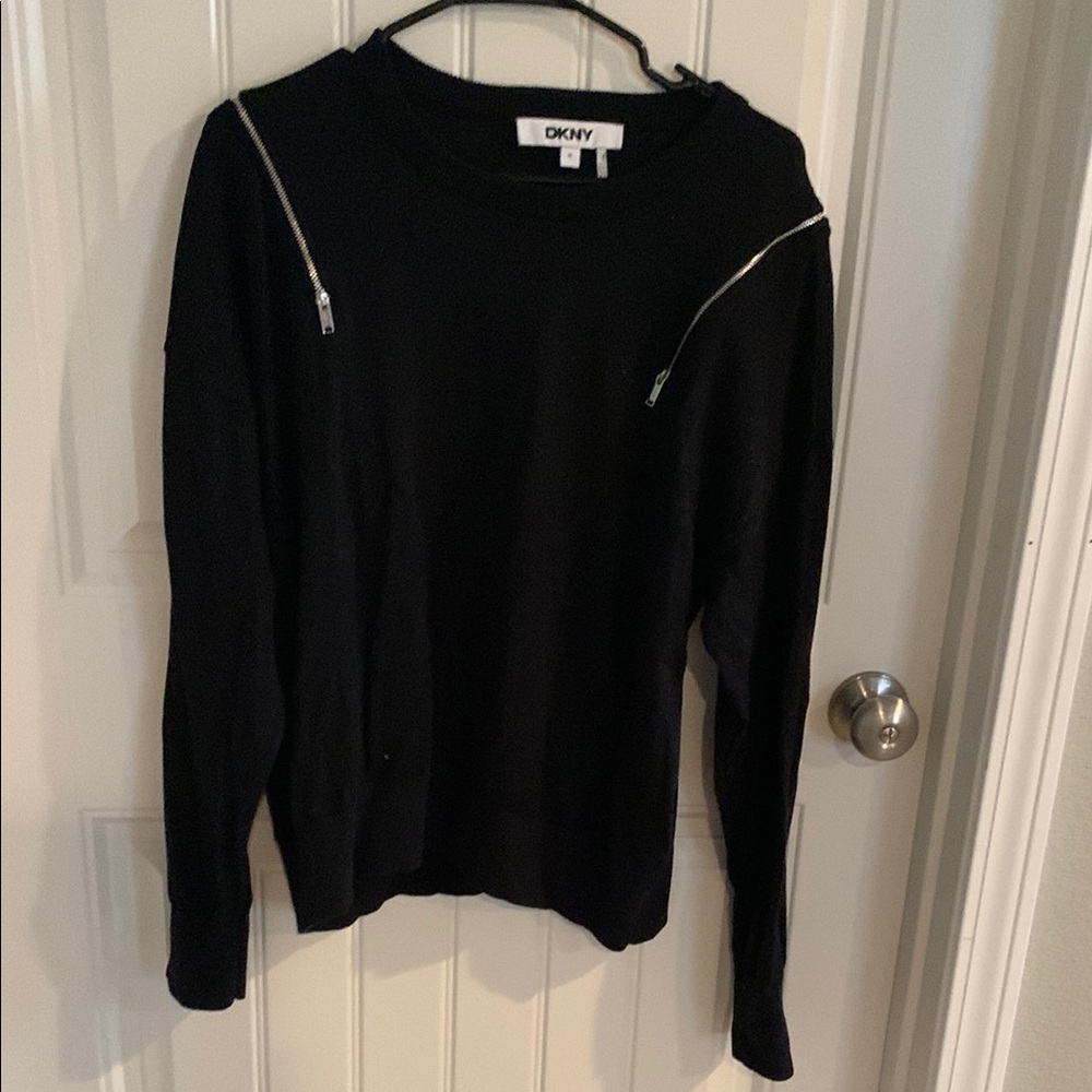Chic Black Sweater with Zipper Details